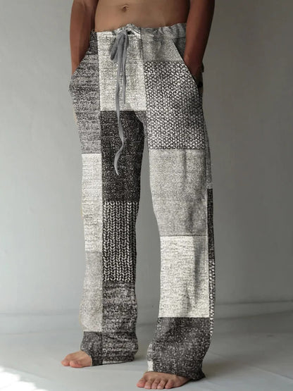 ✨👖【10 kolorów🌈】【S-6XL】😍 Męskie dopasowane spodnie, bawełna i len, duże rozmiary, swobodny i zrelaksowany styl boho, spodnie z szerokimi nogawkami