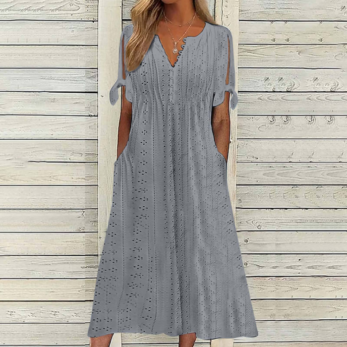 👗【S-5XL】Mäkké bavlnené jednofarebné šaty - pohodlné a všestranné, ideálne na každodenné nosenie