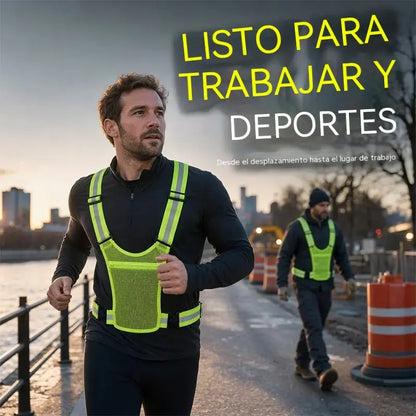 【🔥2 piezas】Chaleco reflectante de alta visibilidad, ajustable, con bolsillos, equipamiento seguro para correr.
