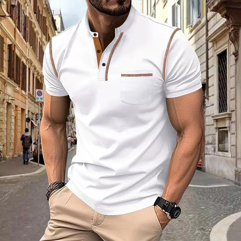 👕【S-XXXL】2026 Nova muška polo majica/majica kratkih rukava s gumbima, jednobojna, s V-izrezom, ležerni stil