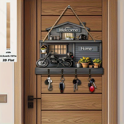 🏠Cârlig de chei cu pandantiv pentru verandă, decor din lemn, frumos cârlig de decor din lemn pentru casă