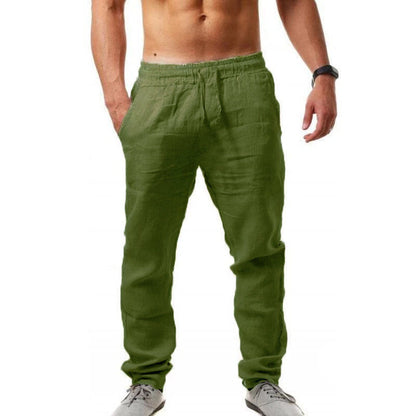 💥👖【S-4XL】 2025 nové letní pánské volné prodyšné neformální sportovní kalhoty z bavlny a lnu💨 --3919186
