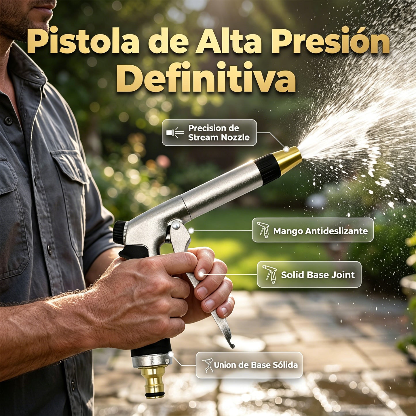 🥳 ¡50% DE DESCUENTO 🏠💦 Pistola de agua a alta presión – ideal para lavar el coche, regar el jardín, limpiar fachadas y muebles de exterior 🌿🚘