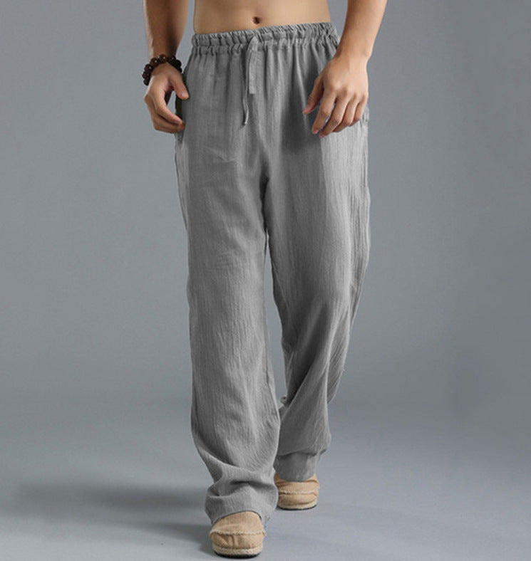 👖🌿【50% popusta 🔥】【S–5XL】😍 Muške ležerne lanene hlače u velikim veličinama, široke i prozračne duge hlače, 8 boja
