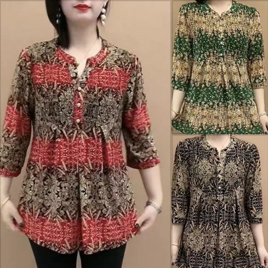🔥【M-4XL】2025 Nowa letnia koszula, luźna elastyczna, zakrywająca brzuch, góra