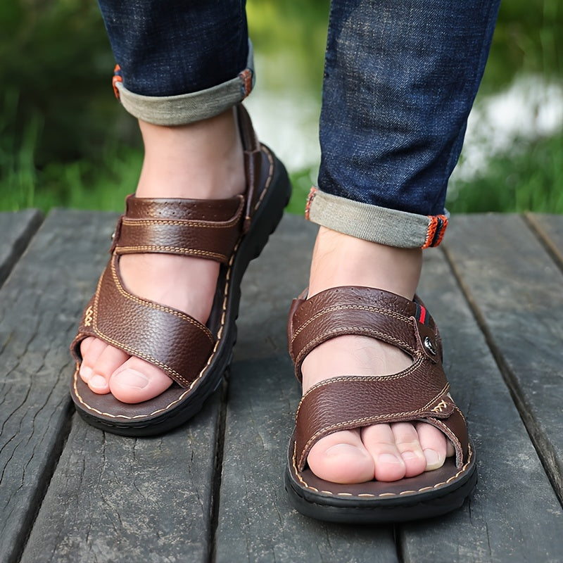 🌴👞【50% de descuento 🔥】Sandalias de verano para hombre de cuero genuino con doble uso