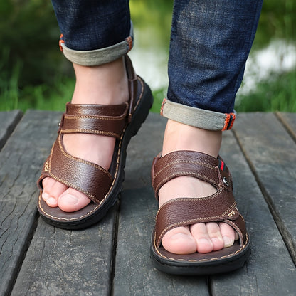 🌴👞【50% de descuento 🔥】Sandalias de verano para hombre de cuero genuino con doble uso