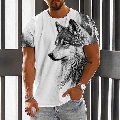 👕👕【2XS-6XL】Letní novinka 2025 Pánské ležérní sportovní tričko Wolf s 3D potiskem, krátký rukáv, velká velikost
