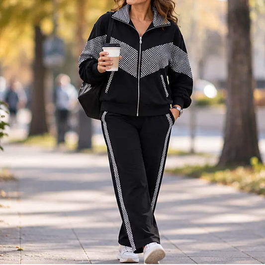 【🔥M-4XL】Nuevo conjunto moderno de dos piezas para mujer en terciopelo grueso para invierno