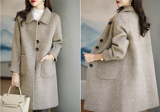 🔥 49% zľava 🔥【45-105KG】Nová hrubá vlnená bunda na jeseň/zimu 2025, stredná dĺžka, úzky strih