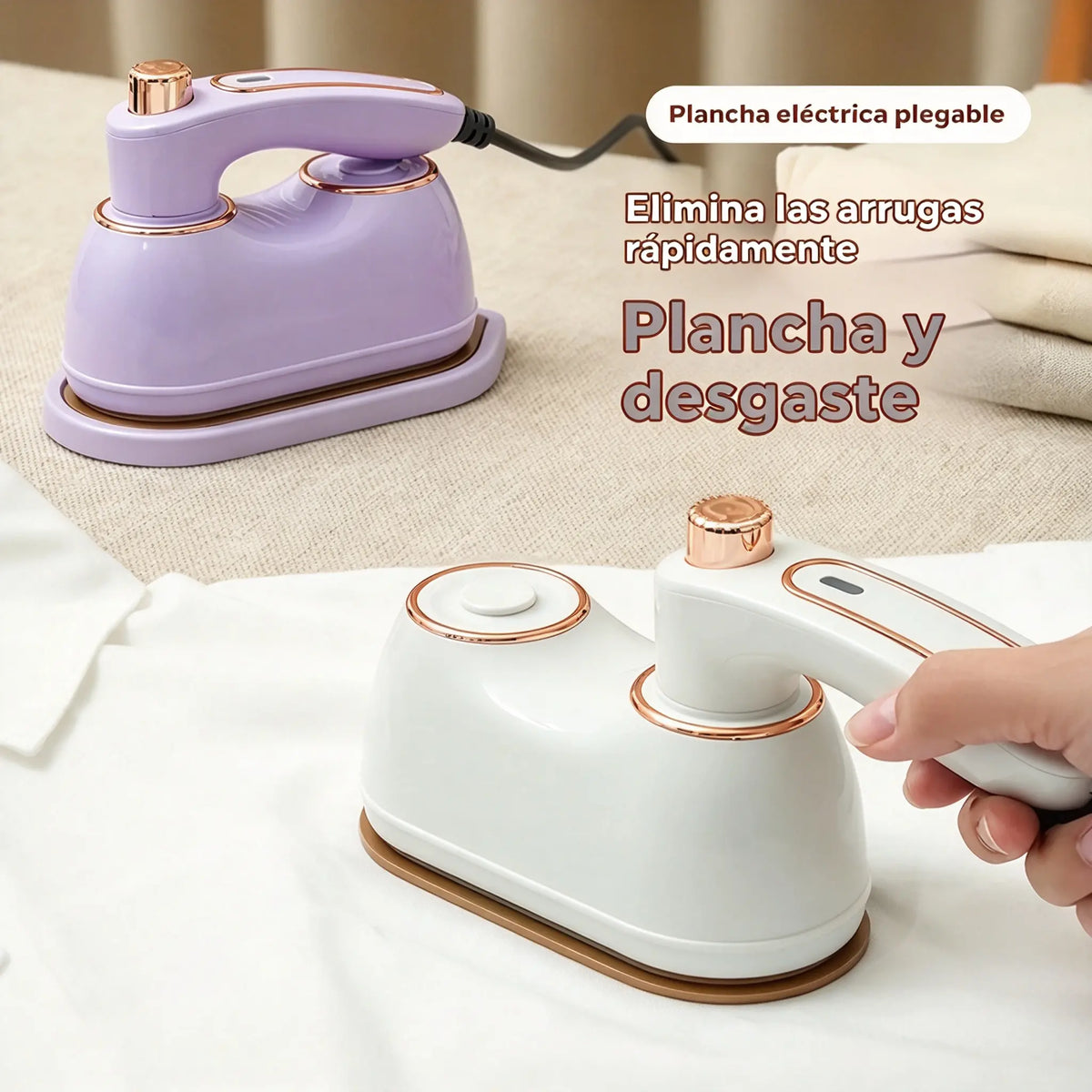 ✨ Plancha de vapor portátil para ropa con mango giratorio y suela de cerámica