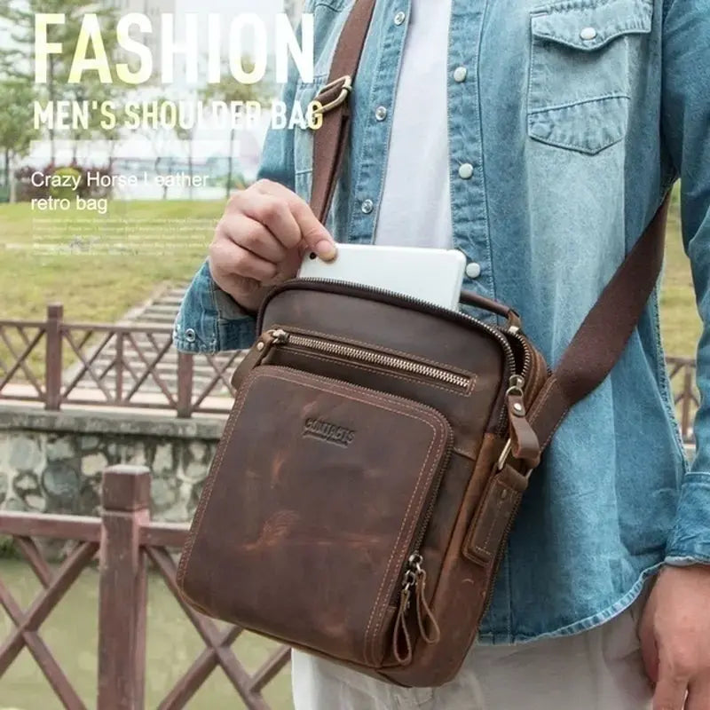 🎉👜【Nuevo producto🔥】【Existencias limitadas】Bolso de hombro para hombre de piel auténtica, estilo elegante y casual-formal