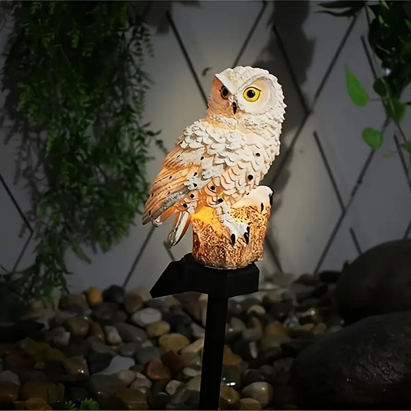 🦉 Lampă solară decorativă în formă de bufniță – Lumină caldă pentru grădina ta