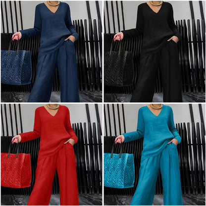⏳Vremenski ograničena ponuda⏰【45-100 kg】👚👖Ženski dvodijelni set, udoban i nježan✅【Majica + hlače】