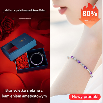 ✨✨【【Kup 1, a 1 otrzymasz gratis】💜Nowa romantyczna damska bransoletka z fioletowym kryształem ze srebra próby 925