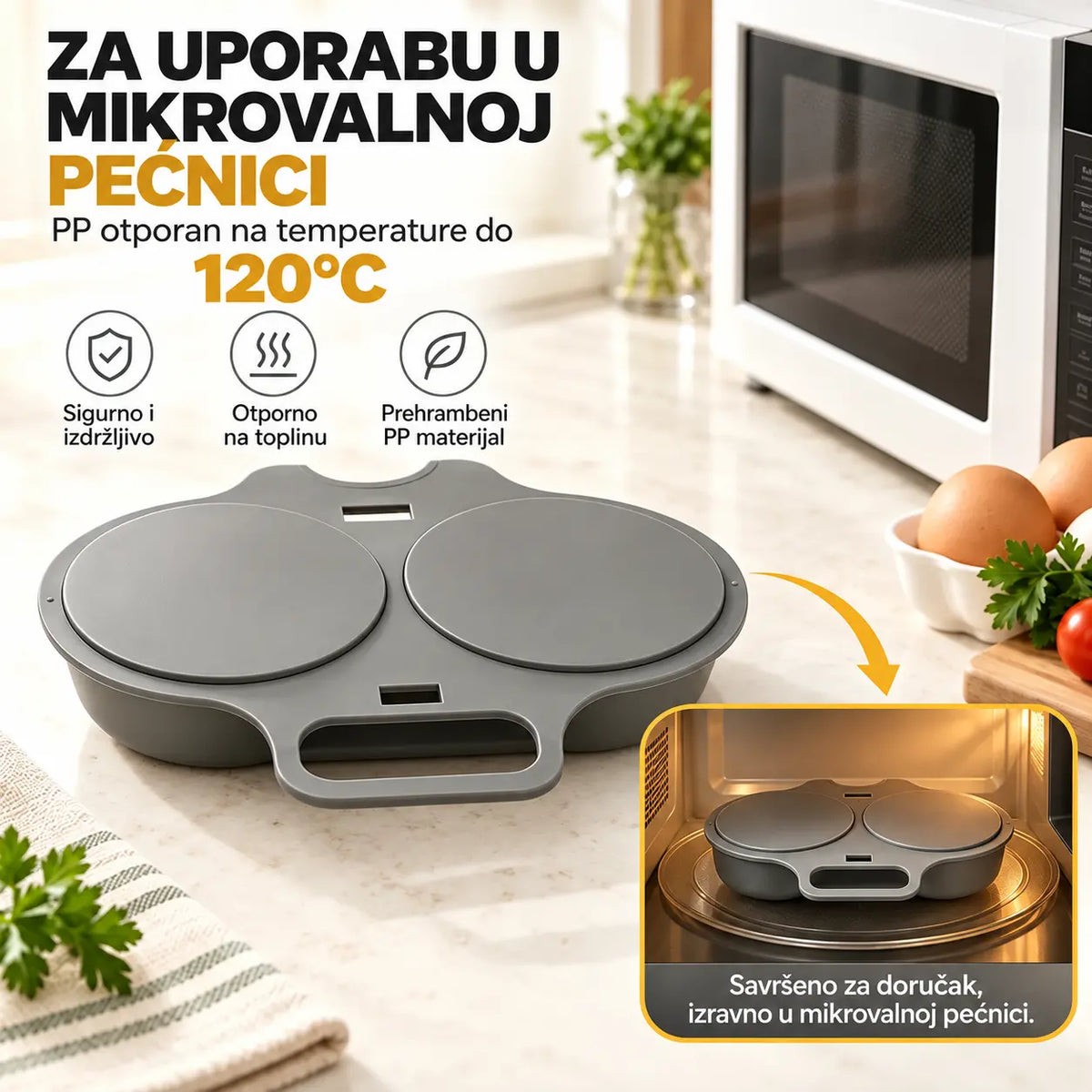 🎁2 komada 22€💥Pošator za jaja u mikrovalnoj pećnici – dvostruka šupljina, neprianjajući premaz i jednostavno čišćenje.🏠