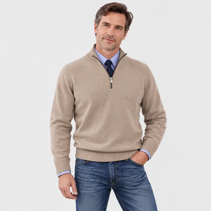 🔥👔【M-5XL】Sudadera de punto con cremallera y cuello alto para hombre, tallas grandes - Color liso, sencilla y versátil para el uso diario.