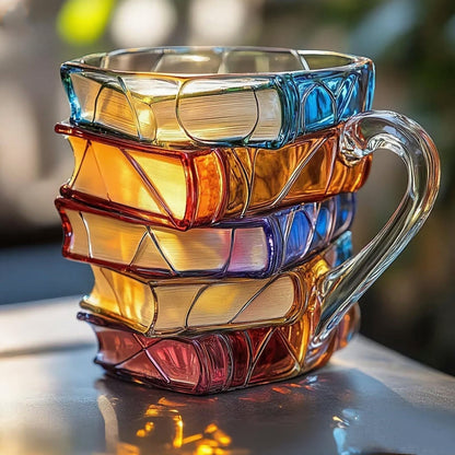 ☕【Časově omezená sleva】📚3D malovaný šálek na kávu ve tvaru knihy -