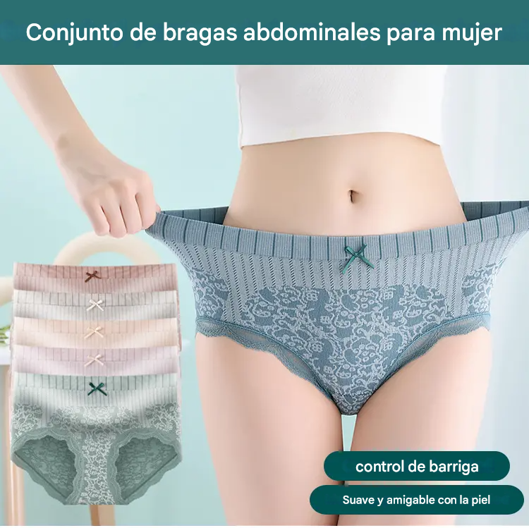 ✨🔥【Compre 4 y obtenga 4 gratis】🔥Ropa interior antibacteriana que absorbe la humedad de cintura alta para mujer