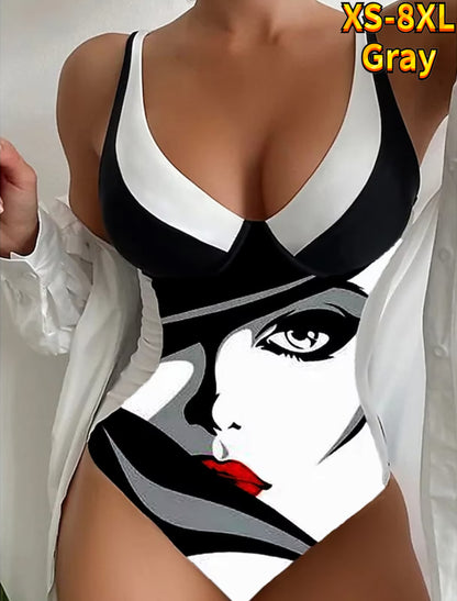 😍【S~4XL】Model de imprimare leopard Sexy One Piece Swimsuit