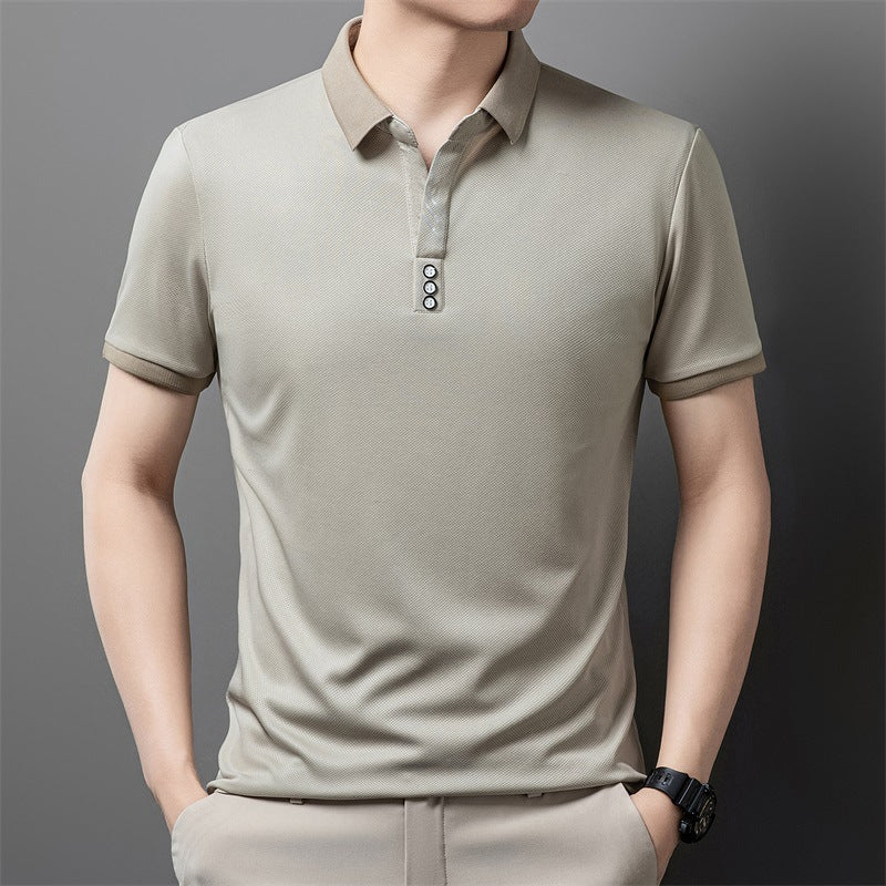 👔【M-4XL】Nova muška ležerna jednobojna poslovna majica kratkih rukava/polo majica s reverom, prozračna, iz 2026.