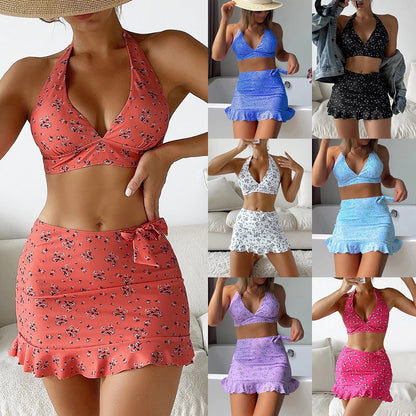 ✨👙【S-XL】Novinka pro rok 2025, Dámské třídílné bikiny s potiskem