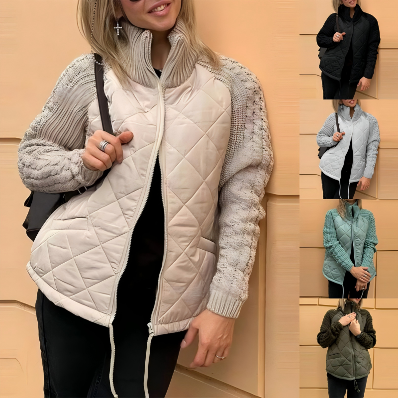 🔥💥【S-3XL】2025 nowa zimowa kurtka damska, dzianina kompozytowa, pogrubiona, aksamit