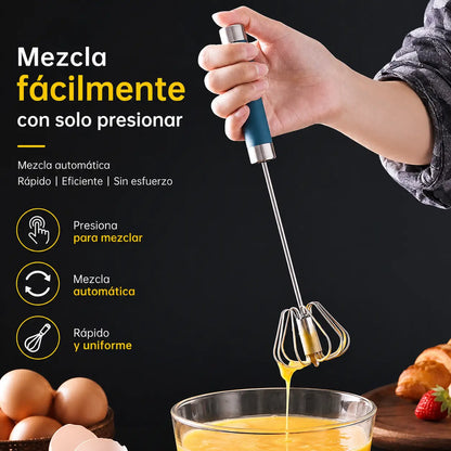 27€【 Conjunto de 2 piezas】Batidor de huevos semiautomático de acero inoxidable