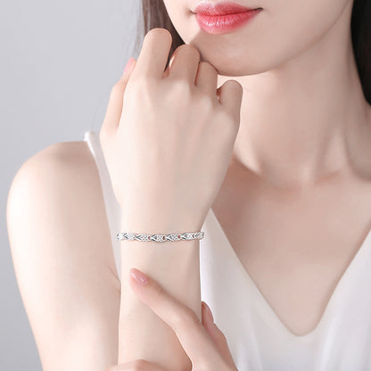 😀👉【Kup jeden, drugi gratis】💖🍀Damska bransoletka ze srebra próby 925 z motywem czterolistnej koniczyny, Love New Fashion