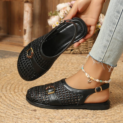 🛍️ ¡Comodidad y frescura! Sandalias bajas trenzadas con puntera cerrada y tira | 36-43