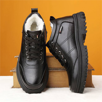 🔥💥Oferta ograniczona czasowo🔥[39-44] Zimowe, pogrubione, puszyste, ciepłe męskie skórzane buty na grubej podeszwie