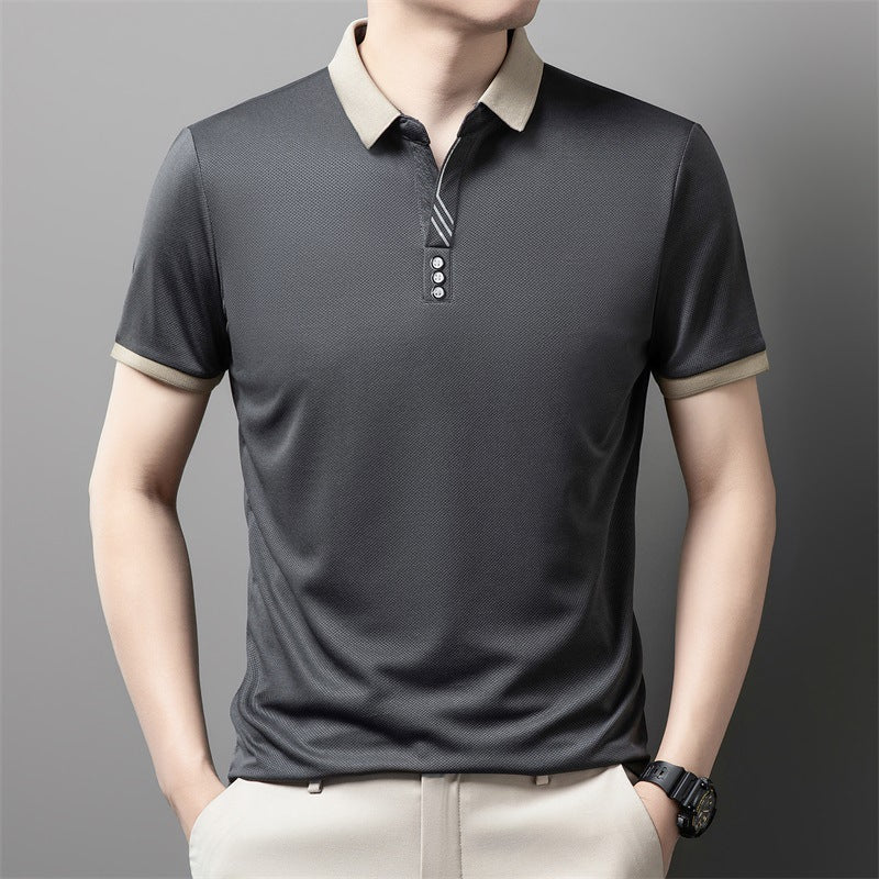 👔【M-4XL】Nova muška ležerna jednobojna poslovna majica kratkih rukava/polo majica s reverom, prozračna, iz 2026.