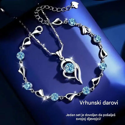 ✨✨【Kupite jedan, dobijte jedan gratis】💎💎Komplet narukvice i ogrlice od 925 srebra s motivom oceanskog srca