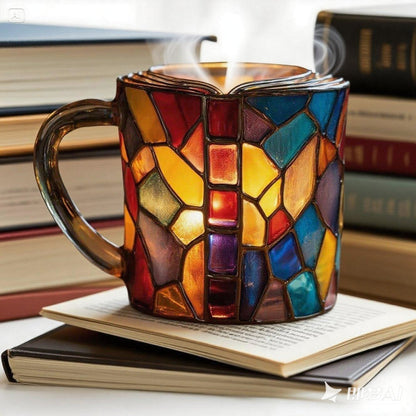 ☕【Časově omezená sleva】📚3D malovaný šálek na kávu ve tvaru knihy -