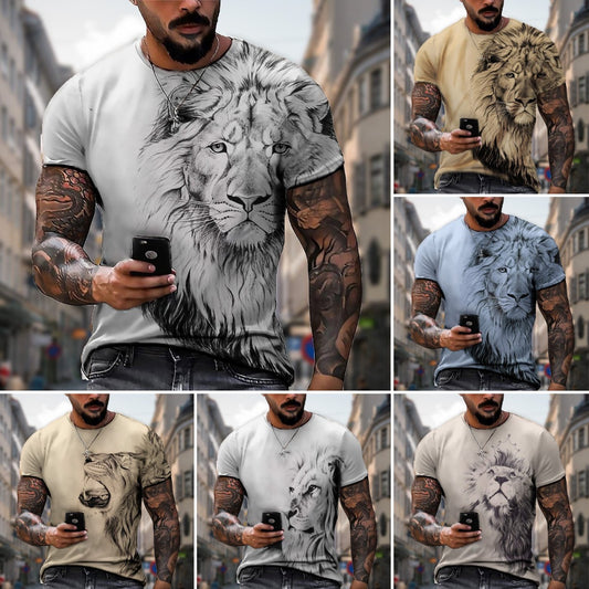 👕【Časově omezená sleva】【S-5XL】🌞Pánské 3D tištěné lví tričko větší velikosti