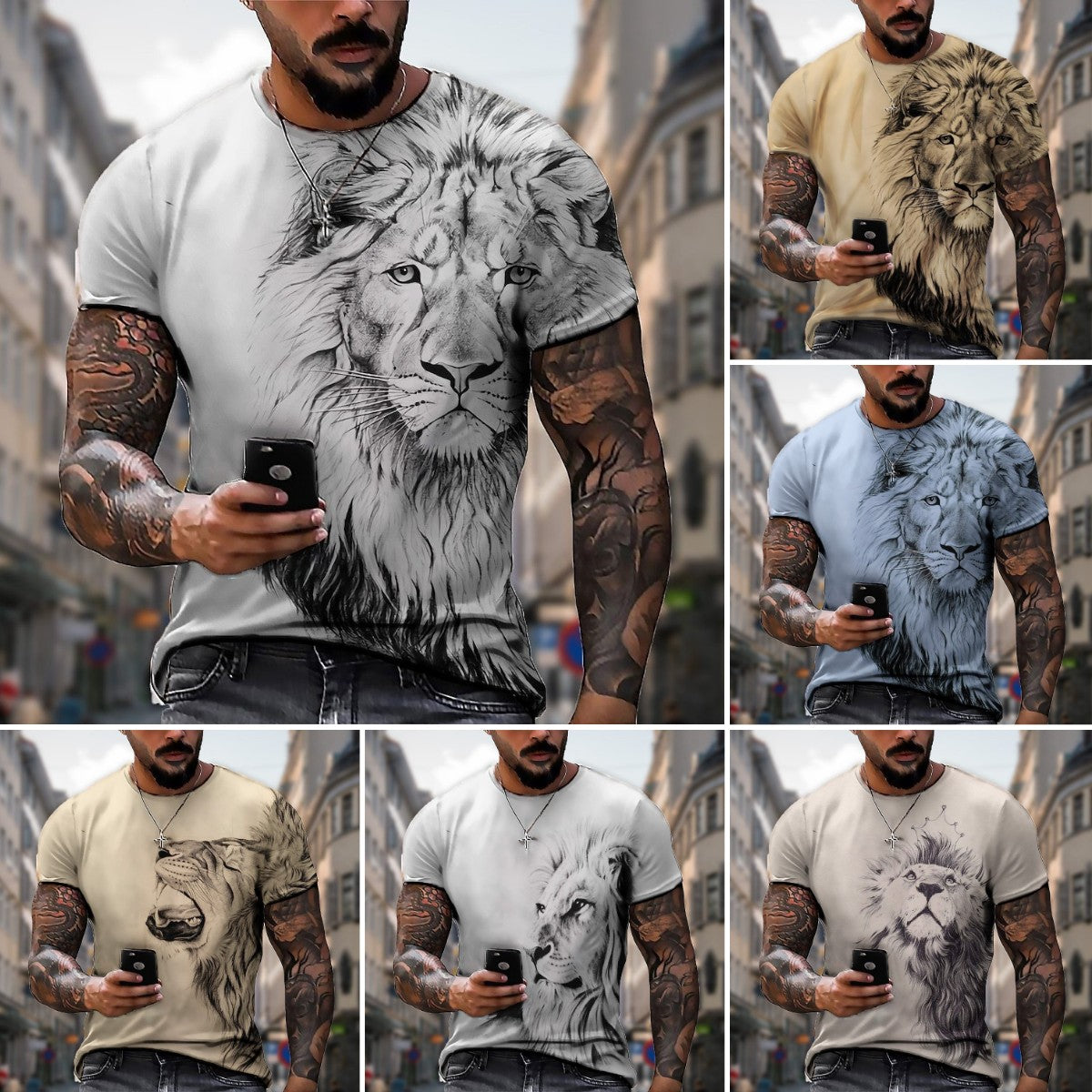 👕【Časově omezená sleva】【S-5XL】🌞Pánské 3D tištěné lví tričko větší velikosti