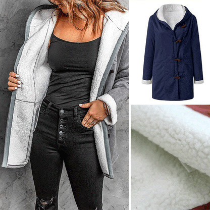 🥼🔥💖【50% kedvezmény】[S-5XL] Divatos és meleg egyben, női kapucnis kabát, velúr és gyapjú anyagból