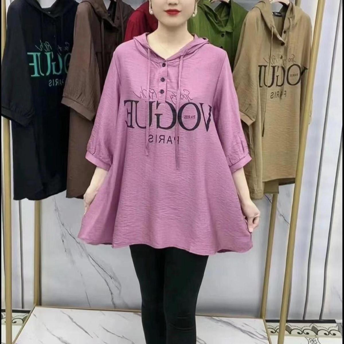 💞🔥【XL-6XL】🔥2025 lato nowy swobodny płaszcz, modny i uniwersalny luźny i zakrywający ciało T-shirt z nadrukiem liter