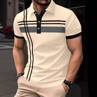 【🔥Oferta especial】👕‍♂️ Polo elegante para hombre con solapa - Rayas refinadas, diseño moderno