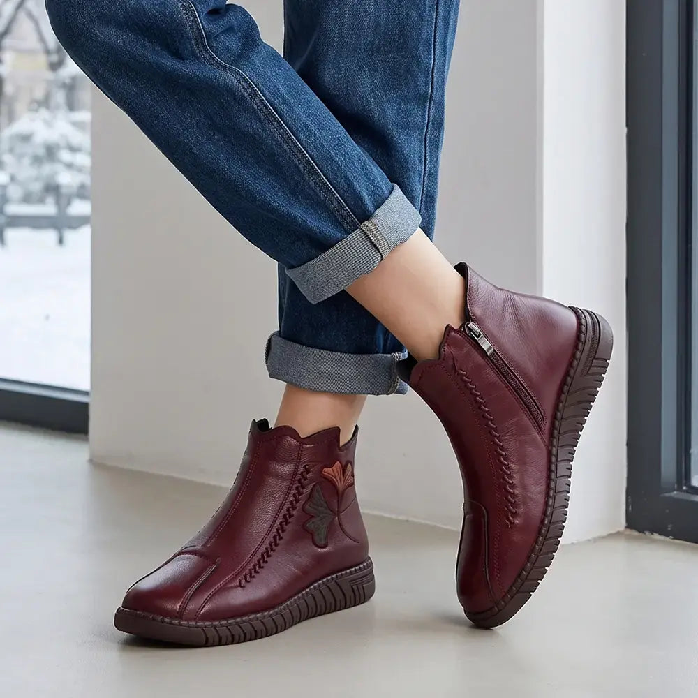🔥【35-41】2026 Otoño/Invierno Nuevo estilo Botas de cuero de algodón suave con forro polar