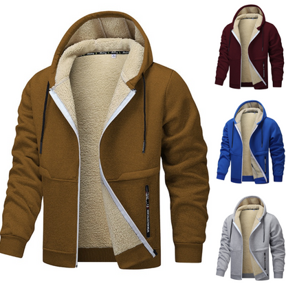 🔥【XS-3XL】2025 Zimowa, nowa męska, modna, swobodna, gruba kurtka z kapturem z wełny jagnięcej