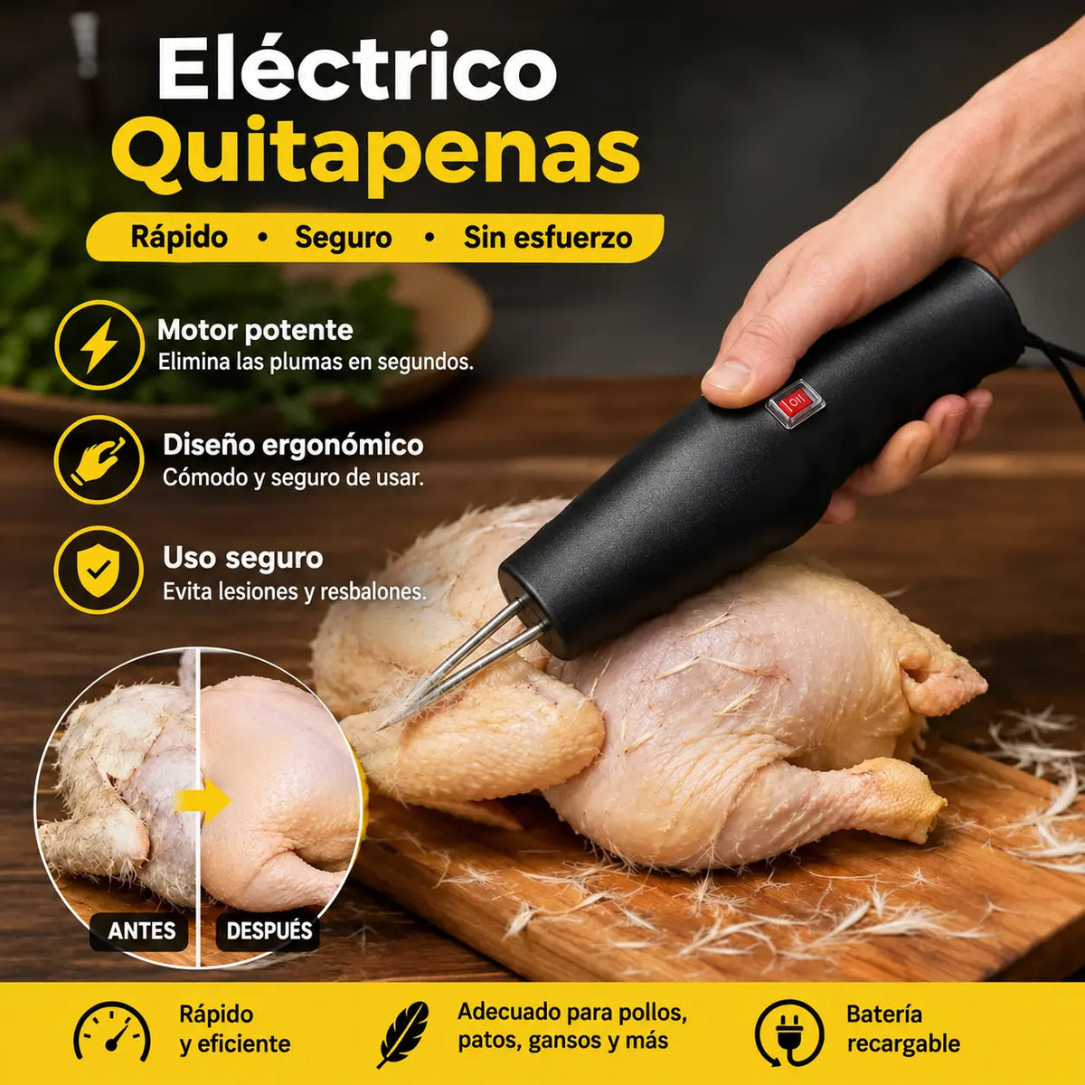 【🔥Oferta】🐓🦆Máquina eléctrica para desplumar aves