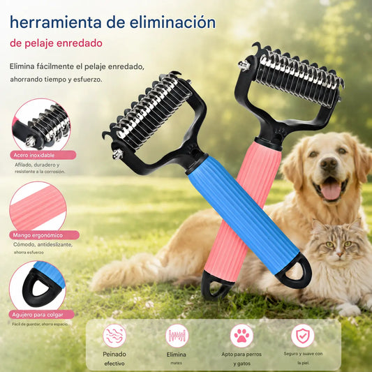 🐱🐕🐈 Peine multifuncional 3 en 1 para desenredar el pelo de mascotas, peine para eliminar el pelo de perros y gatos.
