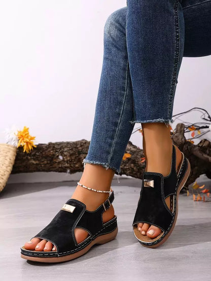 👡Modne i elegantne sandale s elastičnom trakom za žene većih veličina｜Udobnost i visina｜Veličine 36-43