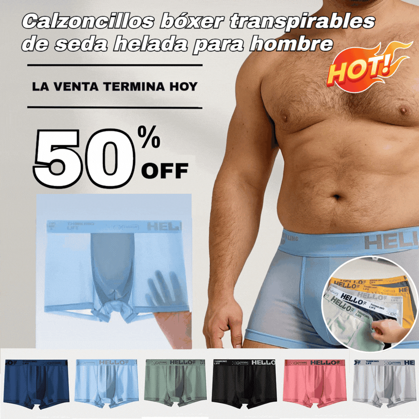 🧊【Compra 3 y obtén 3 gratis】Calzoncillos tipo bóxer de seda de hielo finos y transpirables para hombre