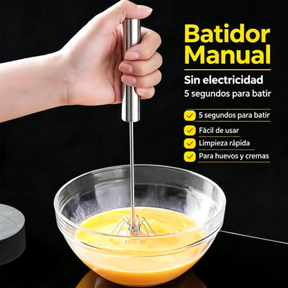 27€【 Conjunto de 2 piezas】Batidor de huevos semiautomático de acero inoxidable