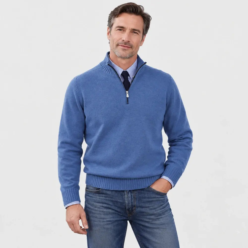 🔥👔【M-5XL】Sudadera de punto con cremallera y cuello alto para hombre, tallas grandes - Color liso, sencilla y versátil para el uso diario.